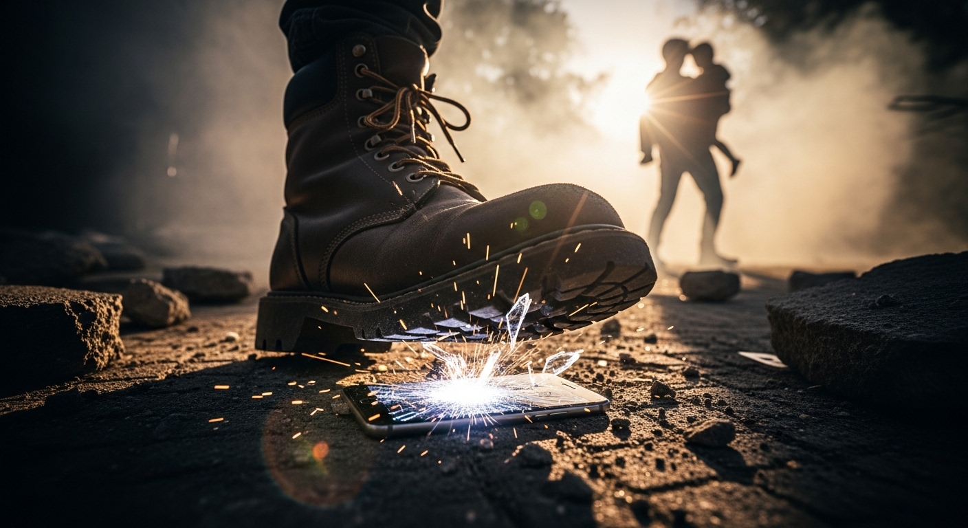 スマホを踏みつぶされるシーンの象徴性